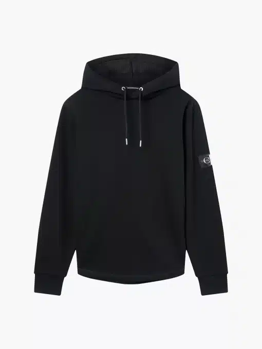Calvin Klein Waffle Knit Badge Hoodie Black