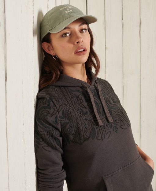 Superdry Bohemian Crafted Overhead Hoodie Washed Black