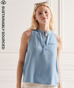 Superdry Tencel Sleeveless Shirt Light/mid Wash