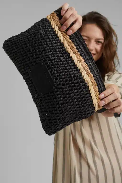 Esprit Straw Clutch Bag Black