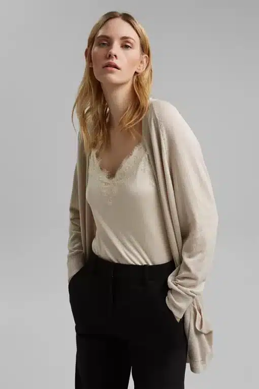 Esprit Linen Blend Cardigan Light Beige