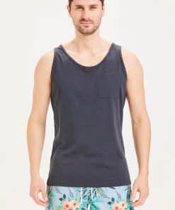 Knowledge Cotton Apparel Alder Palm Tank Top Blue