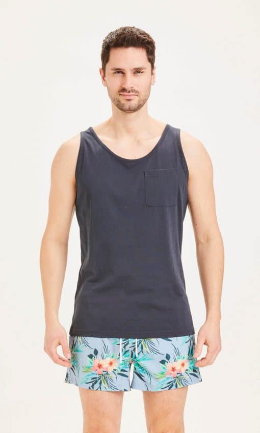 Knowledge Cotton Apparel Alder Palm Tank Top Blue