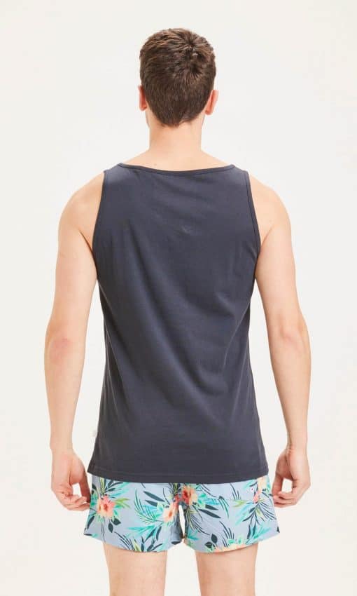 Knowledge Cotton Apparel Alder Palm Tank Top Blue