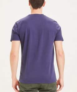 Knowledge Cotton Apparel Alder garment dyed pique tee w/pocket and badge Blue