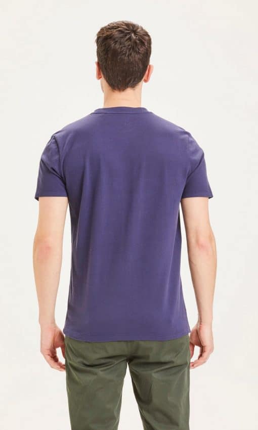 Knowledge Cotton Apparel Alder garment dyed pique tee w/pocket and badge Blue
