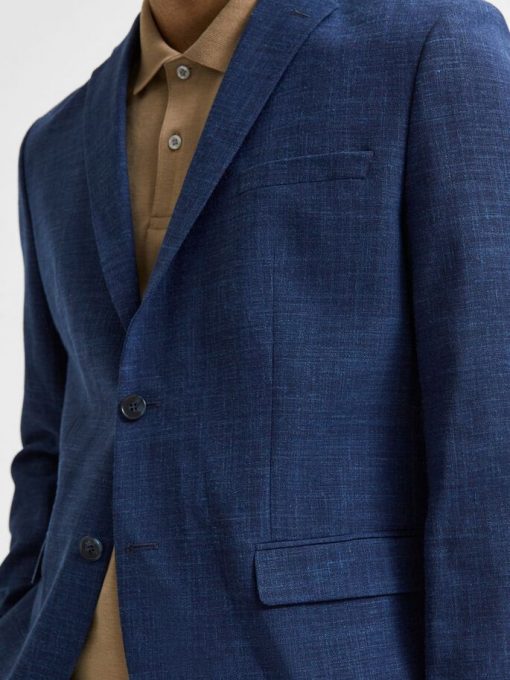 Selected Homme Oasis Linen Blazer Estate Blue