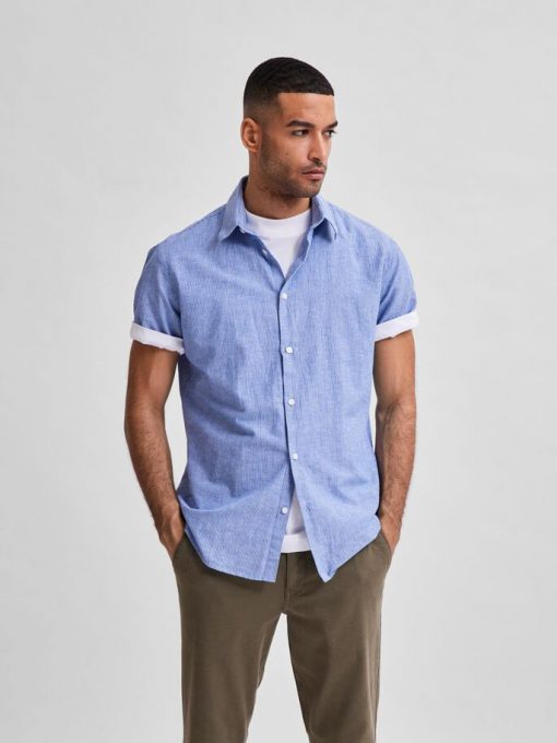 Selected Homme Classic Linen Shirt Blue