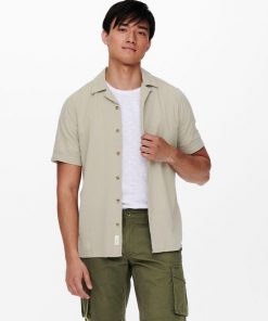 Only & Sons Steve Seersucker Shirt Pelican