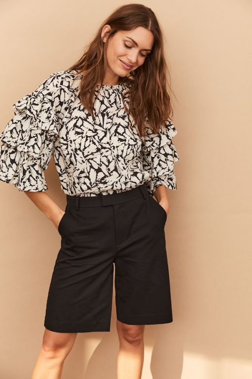 Part Two Jamia Blouse Black Scratch Print