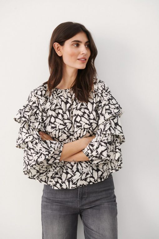 Part Two Jamia Blouse Black Scratch Print