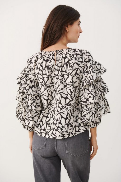 Part Two Jamia Blouse Black Scratch Print