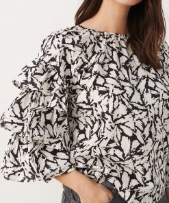 Part Two Jamia Blouse Black Scratch Print