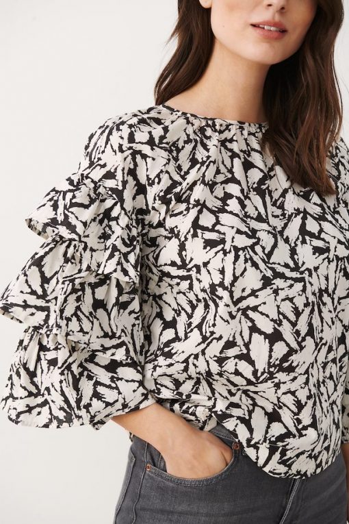 Part Two Jamia Blouse Black Scratch Print