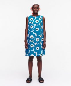 Marimekko Laineet Pieni Unikko Dress Blue