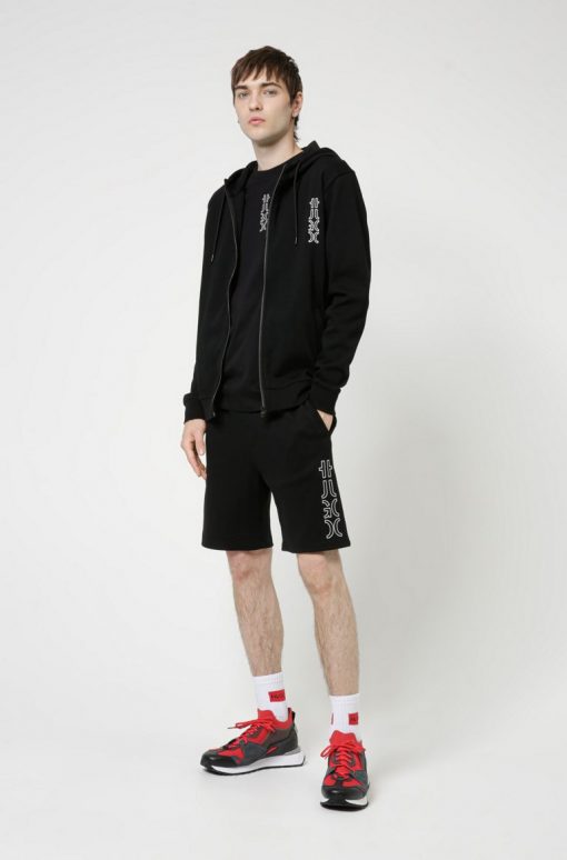 Hugo Boss Deerio Zip Up Hoodie Black