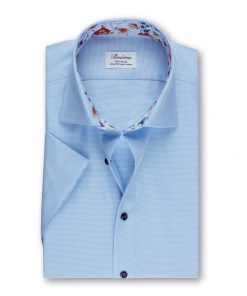 Stenströms Fitted Body Short Sleeve Shirt Light Blue