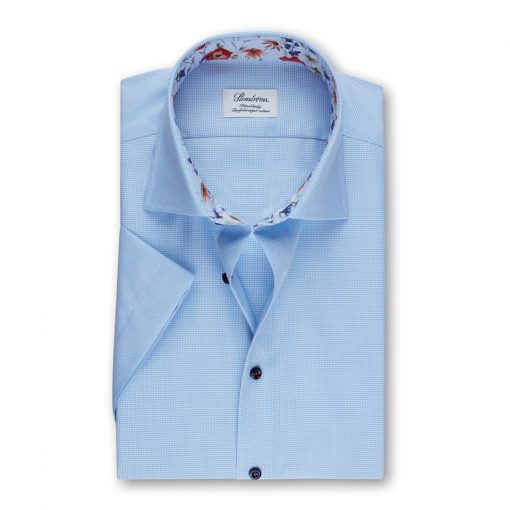 Stenströms Fitted Body Short Sleeve Shirt Light Blue