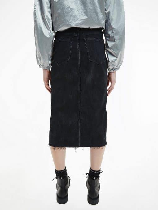 Calvin Klein High Rise Midi Skirt Dark Denim