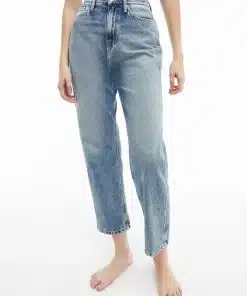 Calvin Klein High Rise Straight Ankle Jeans Denim Light