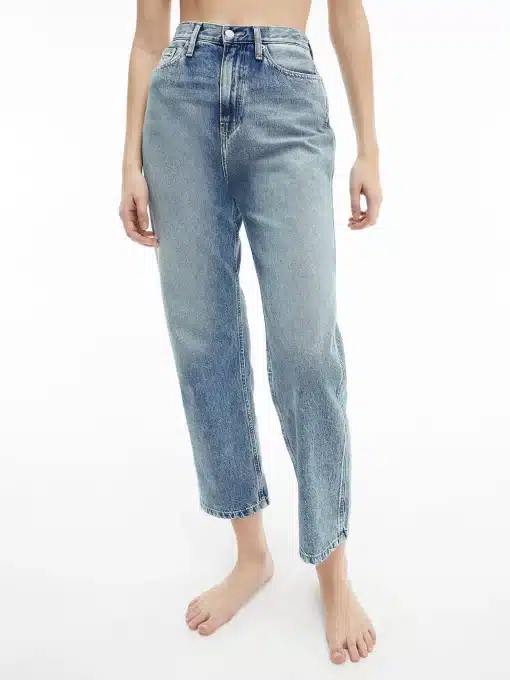 Calvin Klein High Rise Straight Ankle Jeans Denim Light