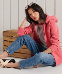 Superdry Orange Label Classic Zip Hoodie Coral Marl