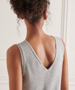 Superdry V-Neck Knitted Dress Mid Marl