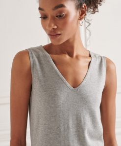 Superdry V-Neck Knitted Dress Mid Marl
