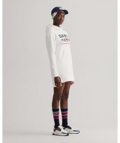 Gant Woman Retro Shield Hoodie Dress Eggshell