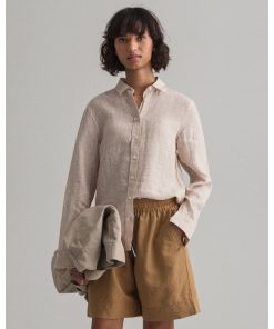 Gant Woman Linen Shirt Dry Sand