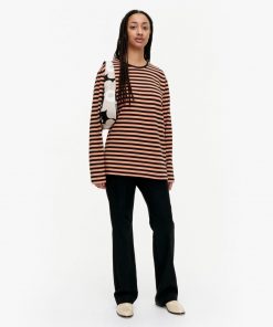 Marimekko Pitkähiha Tasaraita T-Shirt Brown