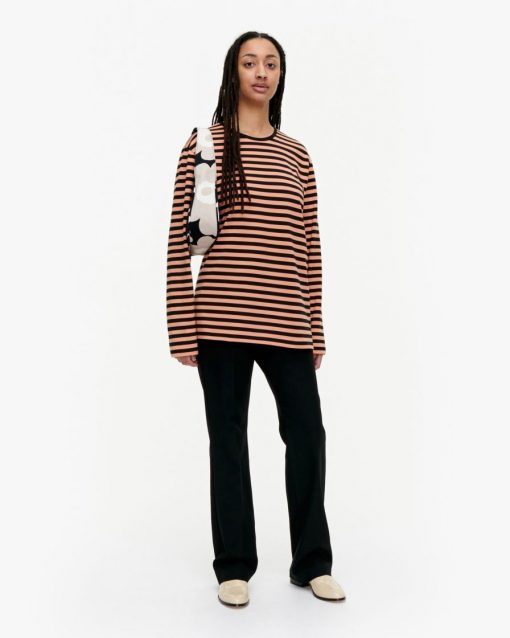 Marimekko Pitkähiha Tasaraita T-Shirt Brown