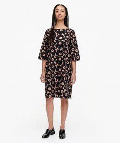 Marimekko Ilmaan Mini Unikko Dress Brown