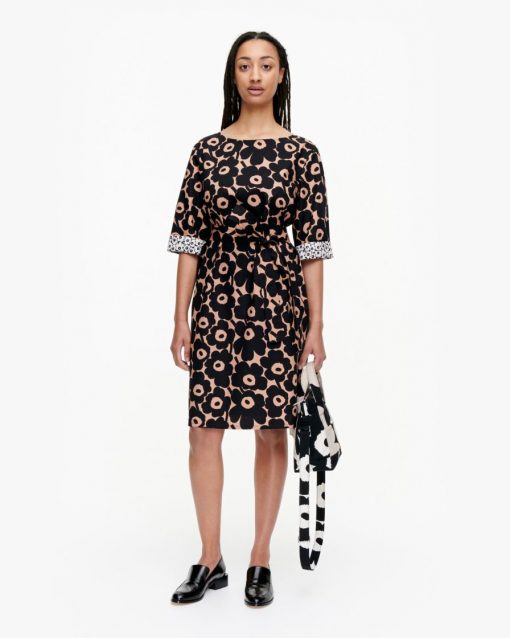 Marimekko Ilmaan Mini Unikko Dress Brown