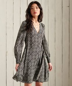 Superdry Bohemian Wrap Dress Black Print
