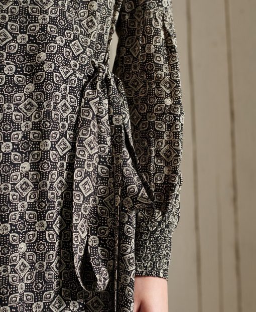 Superdry Bohemian Wrap Dress Black Print