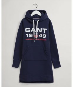 Gant Woman Retro Shield Hoodie Dress Classic Blue