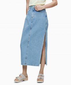 Calvin Klein Maxi Skirt Light Blue