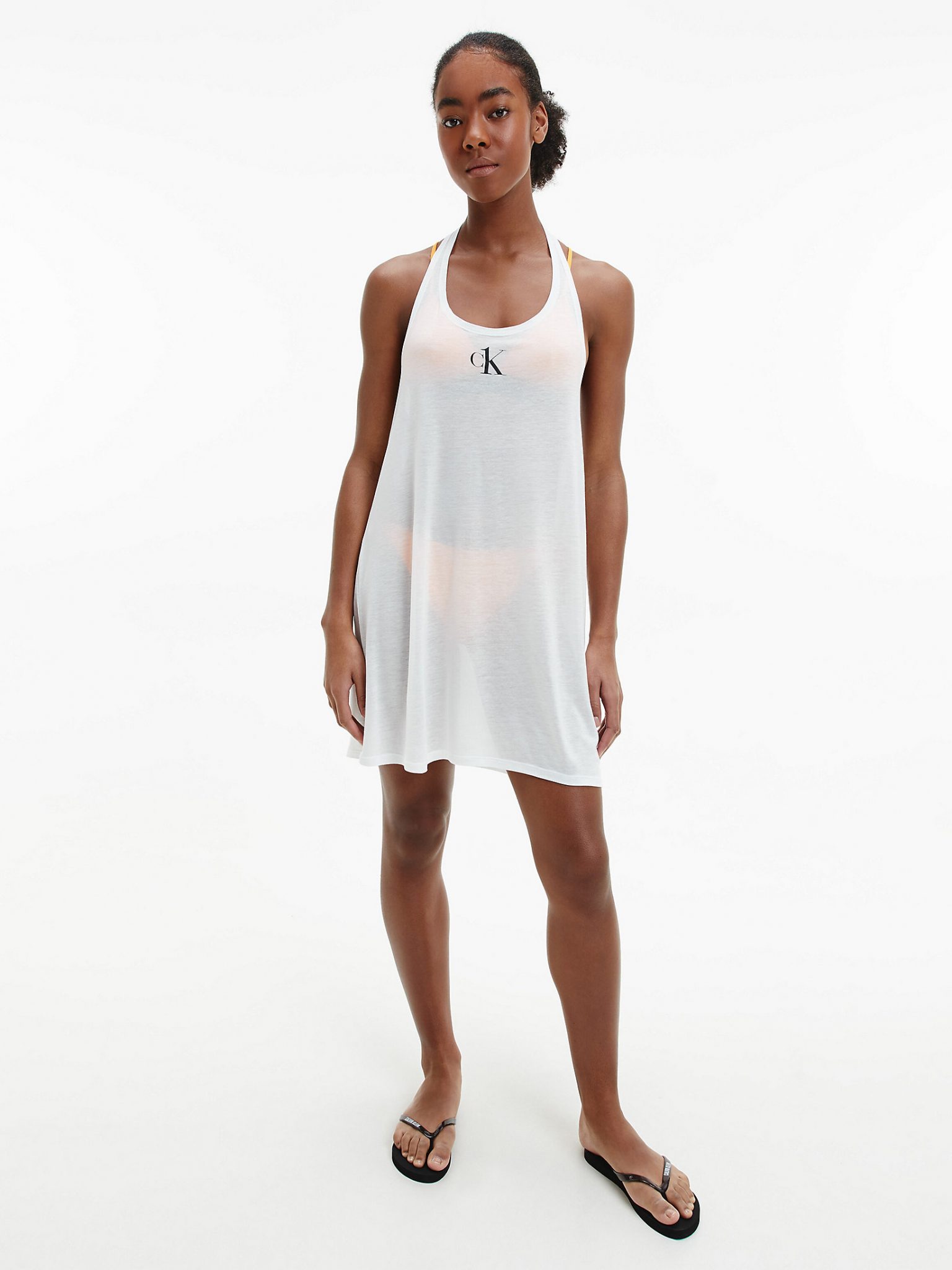 Calvin klein white sleeveless dress online