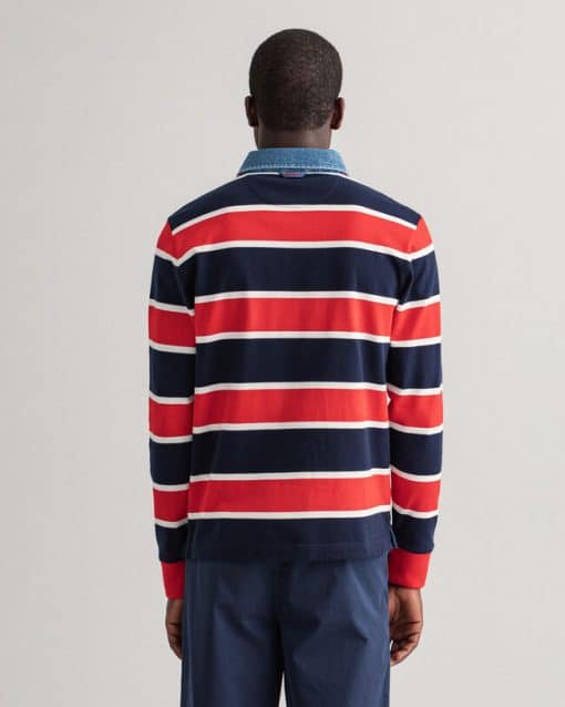 Gant Denim Collar Rugger Ls Shirt Bright Red