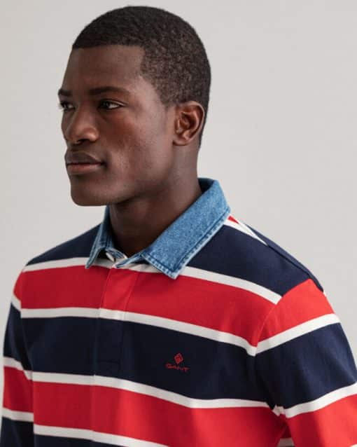 Gant Denim Collar Rugger Ls Shirt Bright Red