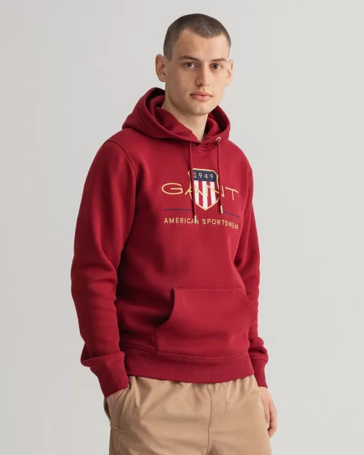 Gant Archive Shield Hoodie Mahogany Red