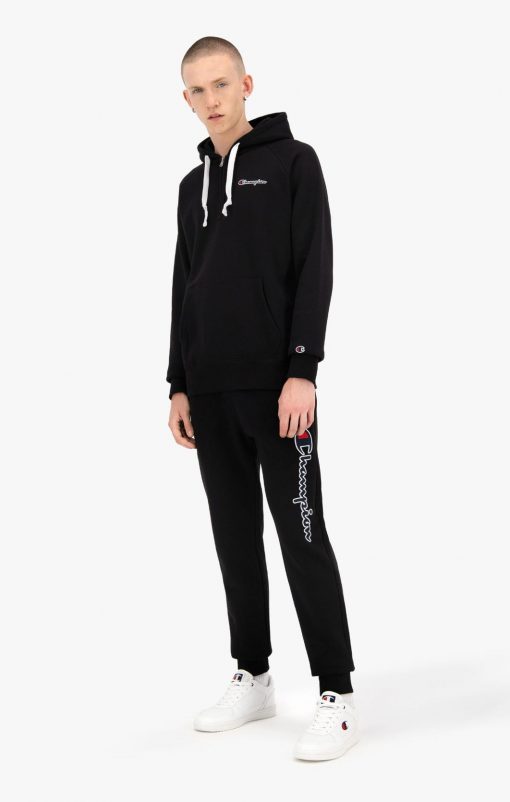 Champion Half Zip-up Script Logo Hoodie Black