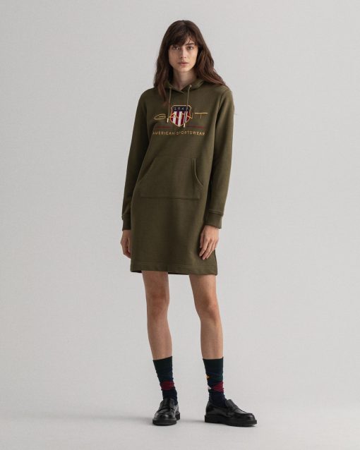 Gant Woman Archive Shield Hoodie Dress Racing Green