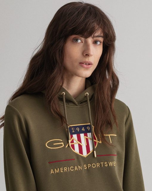 Gant Woman Archive Shield Hoodie Dress Racing Green