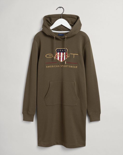 Gant Woman Archive Shield Hoodie Dress Racing Green