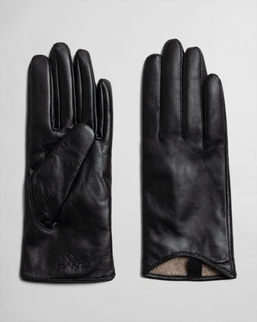 Gant Woman Leather Gloves Black