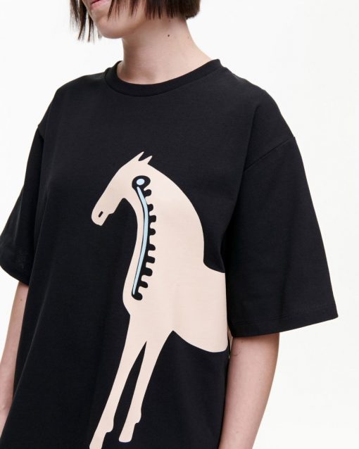 Marimekko Helmihopea Musta Tamma T-shirt Black
