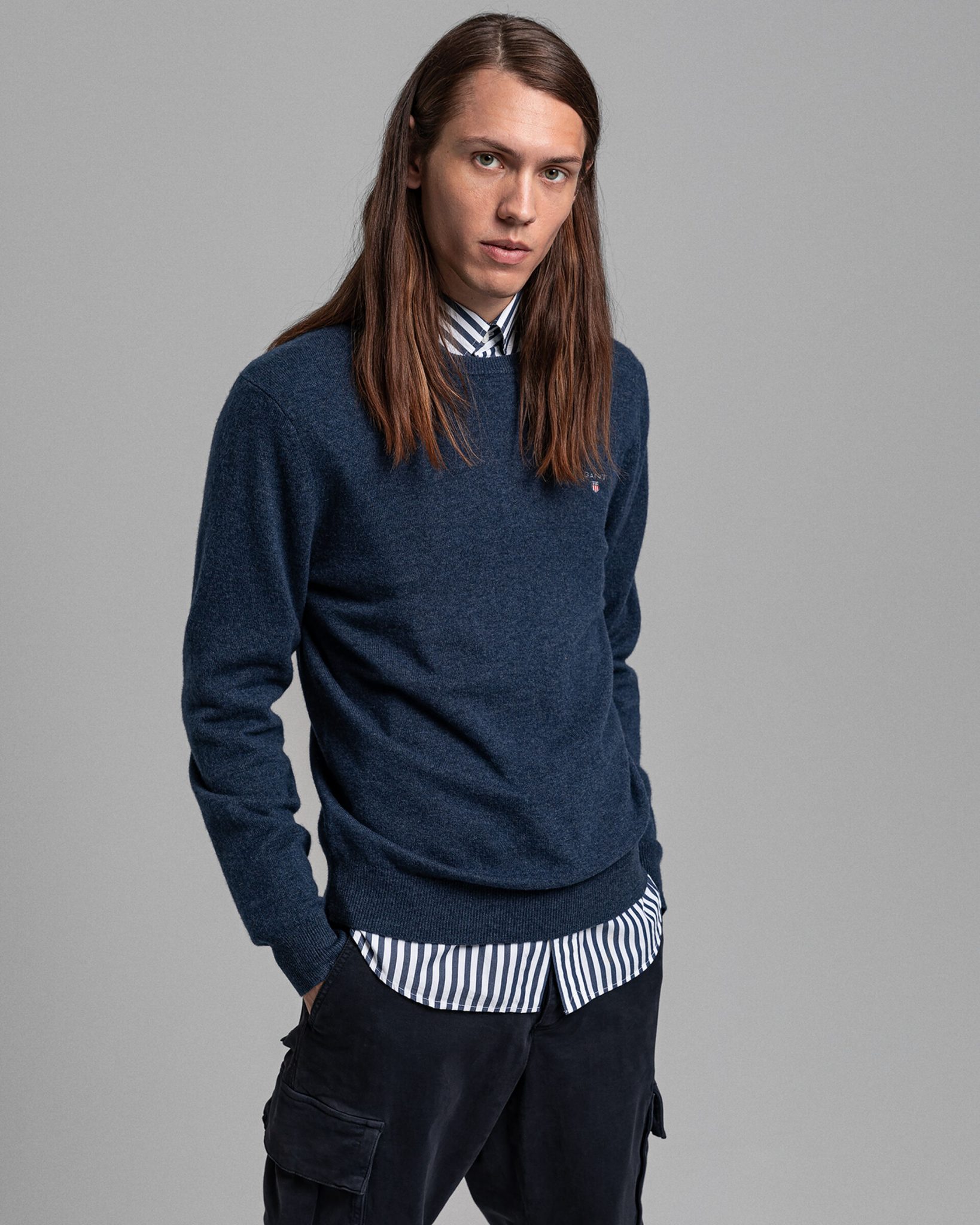 Navy lambswool crew neck jumper best sale