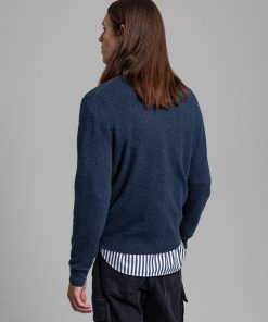 Gant Superfine Lambswool Crew Neck Jumper Dark Navy Melange